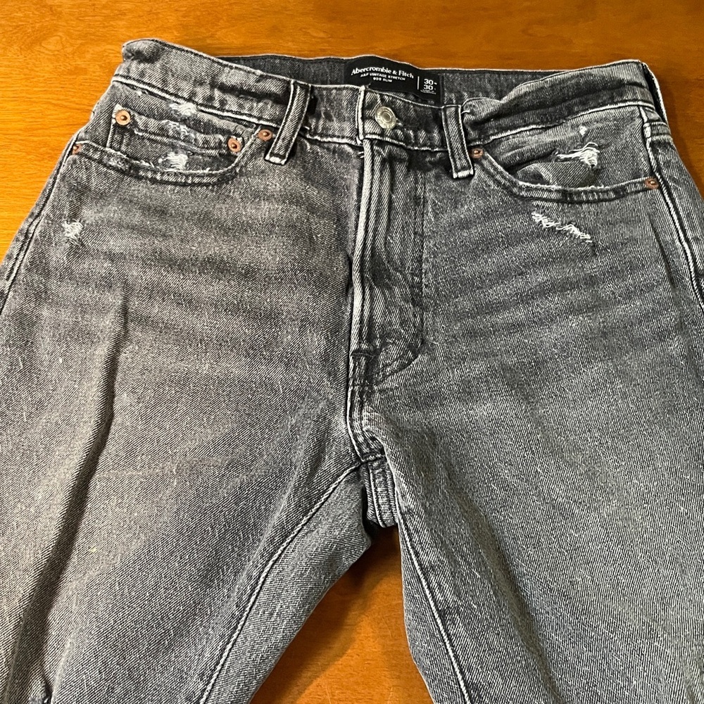 Abercrombie & Fitch Black Distressed 90s Slim Vintage Stretch 30 30X30